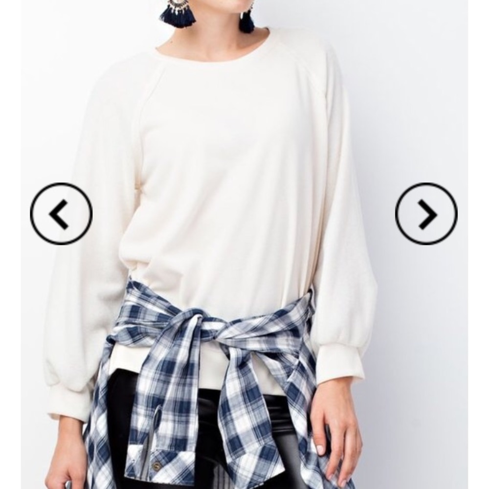 Ivory Brushed Mix Match Baseball Top - Picture 3 of 5